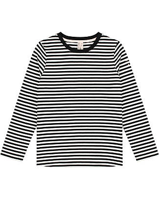 Gray Label Long Sleeves Tee - Nearly Black/Off White - 100% Organic Cotton GOTS Long Sleeves Tops