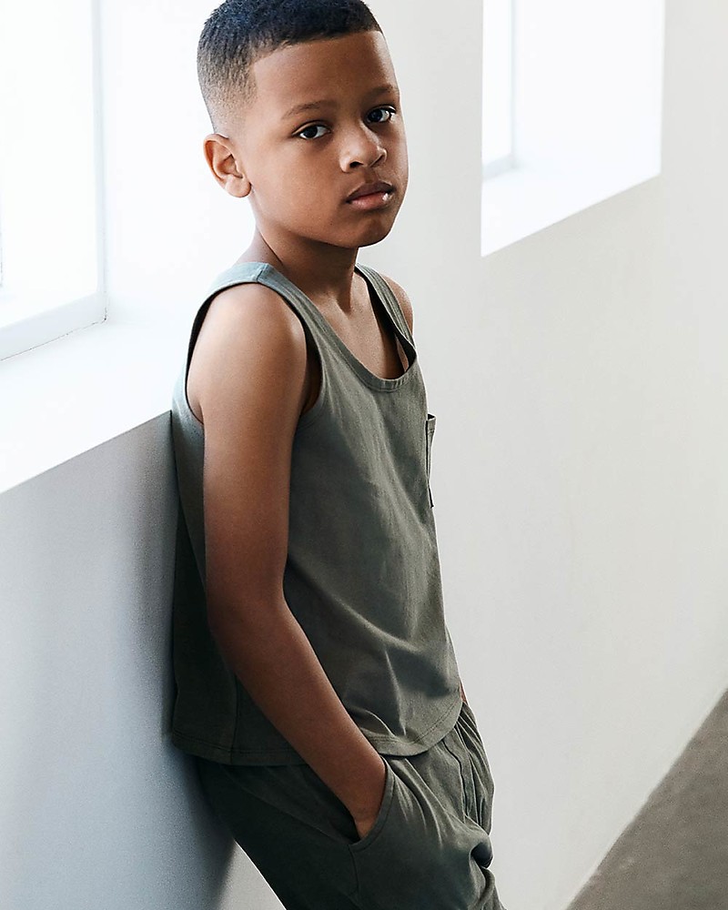 Gray Label Pocket Tank Top (from 2 to 8 years) - Moss - 100% organic cotton  unisex (bambini)