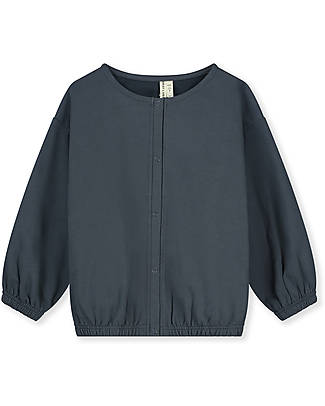 Gray Label Puffy Cardigan - Blue Grey - 100% Organic Cotton Fleece GOTS Cardigans