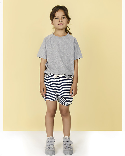 Gray Label Puffy Shorts - Blue Grey/Off white - 100% Organic Cotton Jersey Shorts