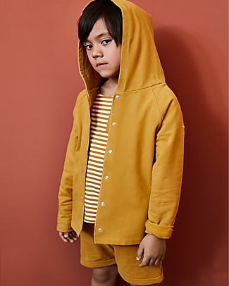 Gray Label Relaxed Hooded Cardigan - Mustard - 100% organic cotton fleece - Comfortable and warm Cardigans