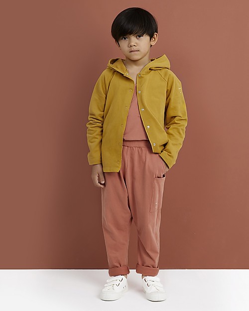 Gray Label Relaxed Hooded Cardigan - Mustard - 100% organic cotton fleece - Comfortable and warm Cardigans