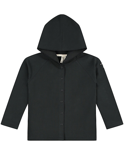 Gray Label Relaxed Hooded Cardigan, Nearly Black - 100% organic cotton fleece - Comfortable and warm Cardigans