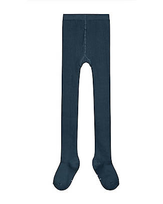 Gray Label Ribbed Tights - Blue Grey - Elasticated Organic Cotton GOTS Tights