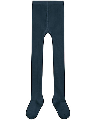Gray Label Ribbed Tights - Blue Grey - Elasticated Organic Cotton Tights