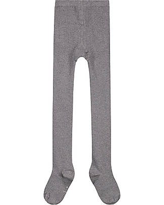 Gray Label Ribbed Tights - Grey Melange - Elasticated Organic Cotton GOTS Tights