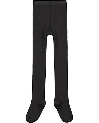 Gray Label Ribbed Tights - Nearly Black - Elasticated Organic Cotton GOTS Tights