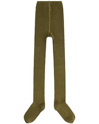 Gray Label Ribbed Tights - Olive Green - Elasticated Organic Cotton GOTS Tights
