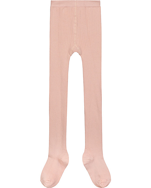 Gray Label Ribbed Tights, Vintage Pink - Elasticated organic cotton Tights