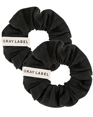 Gray Label Set of 2 Scrunchies - Black - 100% Organic Cotton Hair Accessories