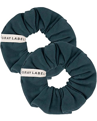 Gray Label Set of 2 Scrunchies - Blue - 100% Organic Cotton Hair Accessories