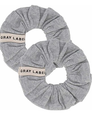 Gray Label Set of 2 Scrunchies - Grey - 100% Organic Cotton Hair Accessories