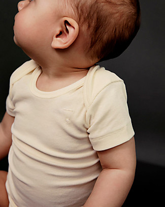 Gray Label Set of 2 Short Sleeve Onesies - Cream - GOTS Organic Cotton Short Sleeves Bodies