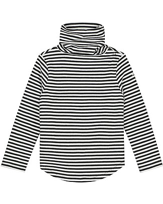 Gray Label Turtleneck Tee with Long Sleeves - Nearly Black/Off White - 100% Organic Cotton Long Sleeves Tops