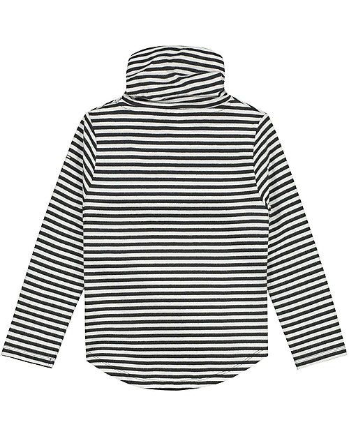 Gray Label Turtleneck Tee with Long Sleeves - Nearly Black/Off White - 100% Organic Cotton Long Sleeves Tops