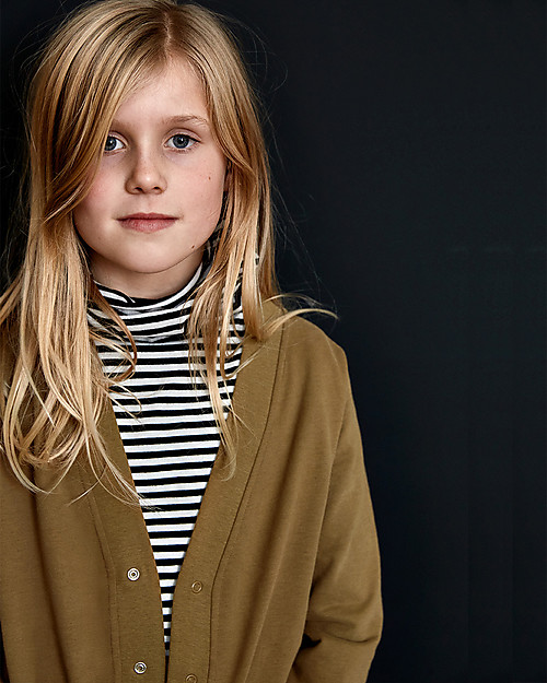 Gray Label Turtleneck Tee with Long Sleeves - Nearly Black/Off White - 100% Organic Cotton Long Sleeves Tops