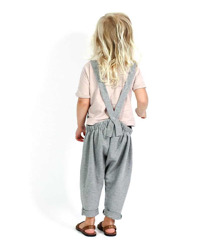 Gray Label Dungaree Dress, Grey Melange - 100% soft organic cotton fleece  girl