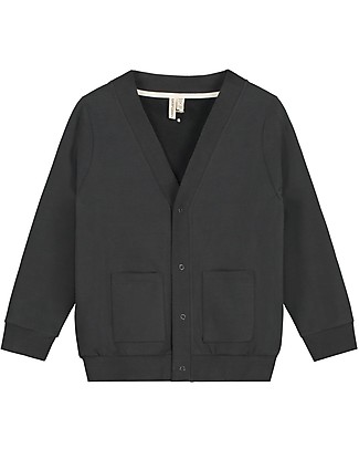 Gray Label V-Neck Cardigan - Nearly Black - 100% Organic Cotton Fleece Cardigans