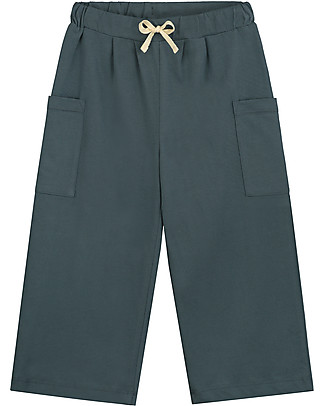 Gray Label Wide Leg Trousers - Blue Grey - 100% Organic Cotton Jersey Trousers