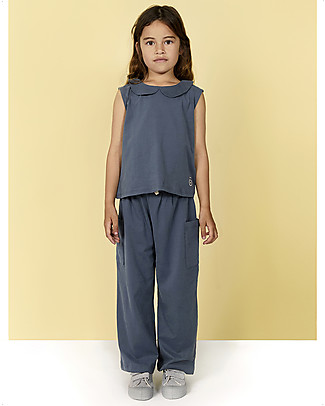 Gray Label Wide Leg Trousers - Blue Grey - 100% Organic Cotton Jersey Trousers