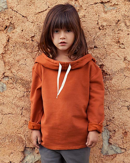 Gray Label Wide Neck Hooded Sweater, Red Earth - 100% Softest Organic Cotton Fleece Sweatshirts