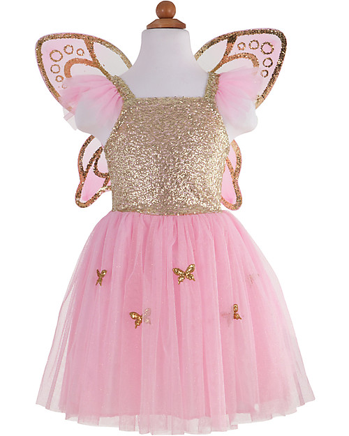 Great Pretenders Butterfly Girl Fancy Dress, Gold/Pink with Glitter - Includes dress and wings! Dressing Up & Role Play