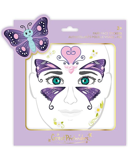 Great Pretenders Face Stickers - Butterfly Fairy - Purple Dressing Up & Role Play