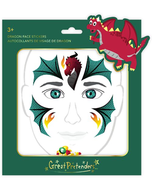 Great Pretenders Face Stickers - Dragon - Green Dressing Up & Role Play