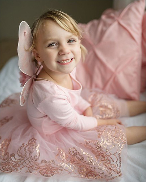 Great Pretenders Princess Dress - Rose/Gold with Glitter - Includes Tutu and Wings! Dressing Up & Role Play