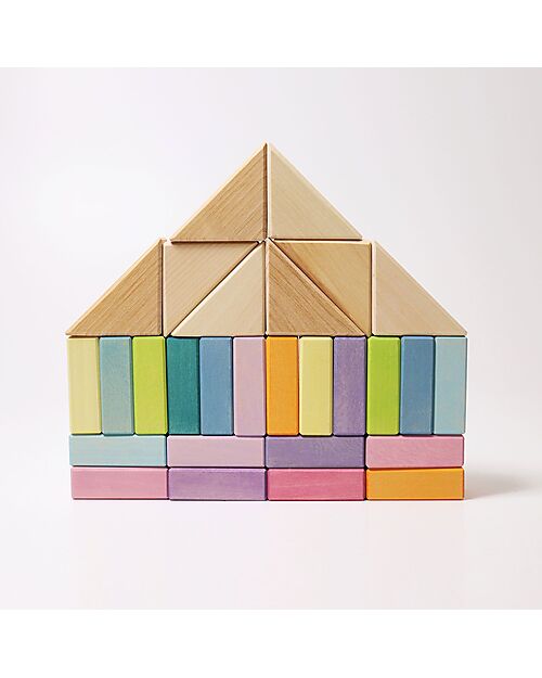 Grimm's Building Block Duo Set - Pastel - 100% FSC Wood Wooden Blocks and Construction Sets