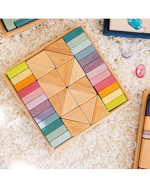 Grimm's Building Block Duo Set - Pastel - 100% FSC Wood Wooden Blocks and Construction Sets