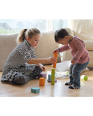 Grimm's Building Blocks Tree Slices - 16 pieces - Create colourful sculptures! Wooden Blocks & Construction Sets