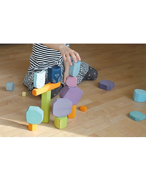 Grimm's Building Blocks Tree Slices - 16 pieces - Create colourful sculptures! Wooden Blocks and Construction Sets