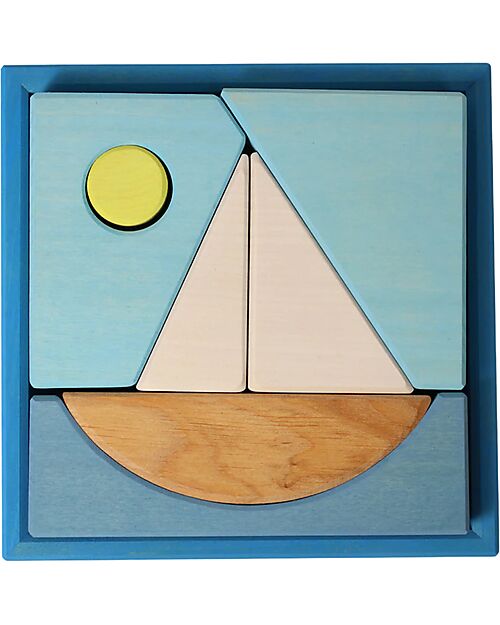 Grimm's Building Set Blue - Wood - 1+ years Montessori Toys