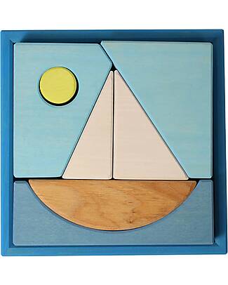 Grimm's Building Set Blue - Wood - 1+ years Montessori Toys