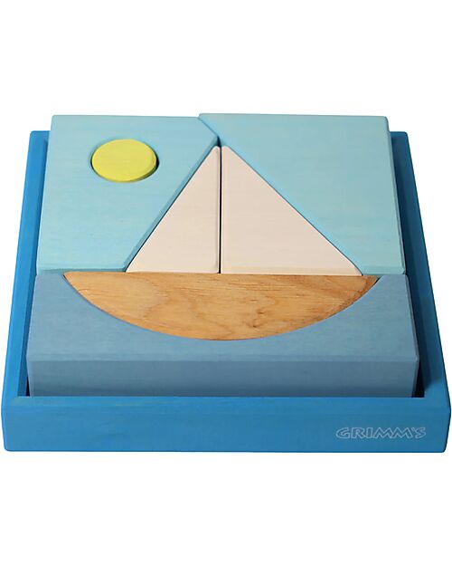 Grimm's Building Set Blue - Wood - 1+ years Montessori Toys