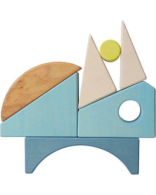 Grimm's Building Set Blue - Wood - 1+ years Montessori Toys