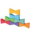 Grimm's Building Set Double Trapezoid - 14 pieces - Create colourful sculptures! Wooden Blocks and Construction Sets