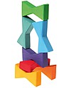 Grimm's Building Set Double Trapezoid - 14 pieces - Create colourful sculptures! Wooden Blocks and Construction Sets