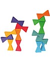 Grimm's Building Set Double Trapezoid - 14 pieces - Create colourful sculptures! Wooden Blocks and Construction Sets