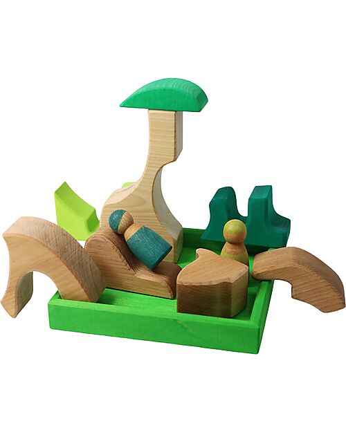 Grimm's Building Set Green - Wood - 1+ years Montessori Toys