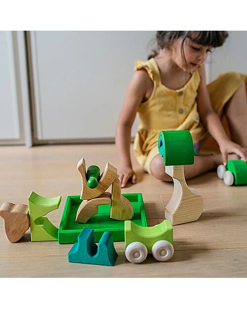 Grimm's Building Set Green - Wood - 1+ years Montessori Toys