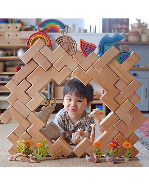 Grimm's Building Set Stairway - in Alder Wood Wooden Blocks and Construction Sets