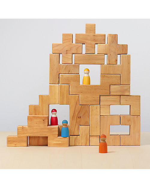 Grimm's Building Set Stairway - in Alder Wood Wooden Blocks and Construction Sets