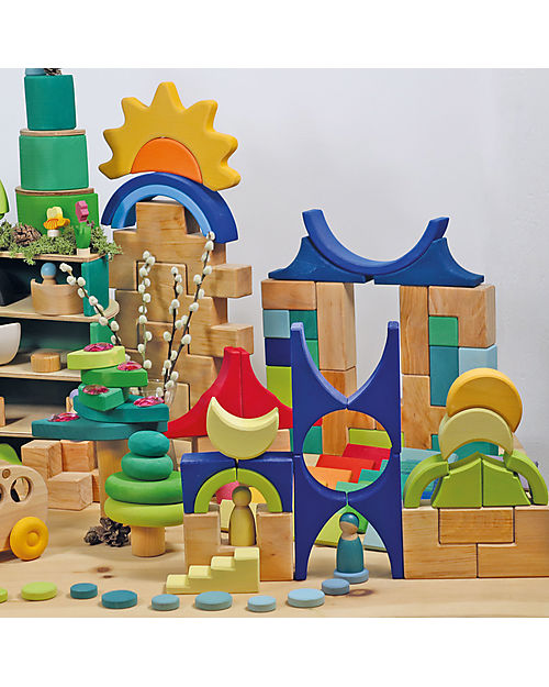 Grimm's Building Set Stairway - in Alder Wood Wooden Blocks and Construction Sets