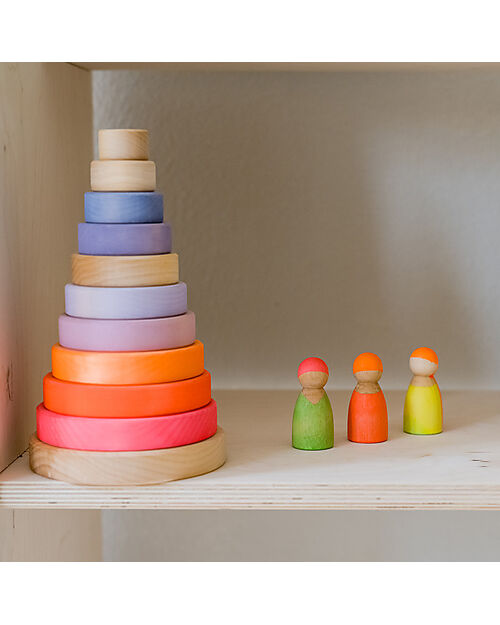 Grimm's Conical Tower - Neon Pink - Includes 10 Rings Montessori Toys