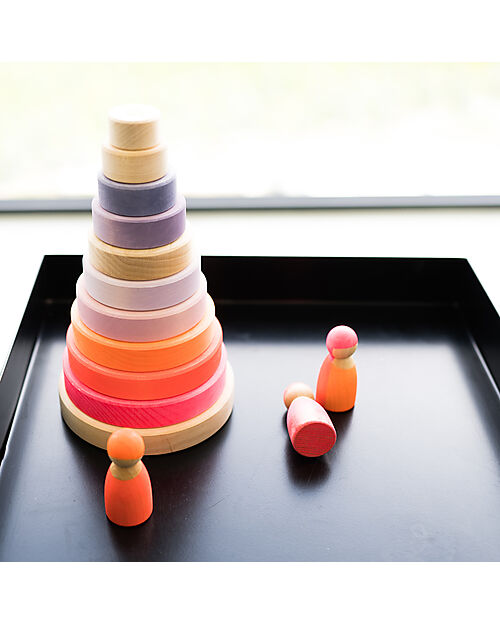 Grimm's Conical Tower - Neon Pink - Includes 10 Rings Montessori Toys