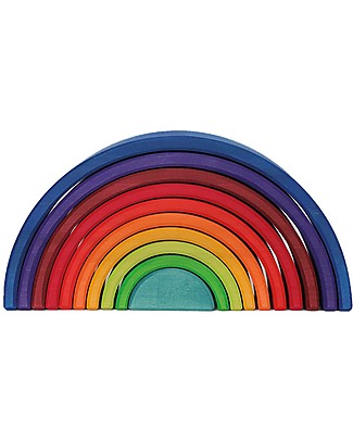 Grimm's Counting Rainbow + Coloured Wooden Cars Wooden Stacking Toys
