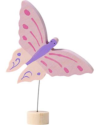 Grimm's Decorative Figure for Birthday Ring Base - Pink Butterfly - 8 cm Wooden Animals