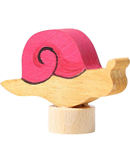 Grimm's Decorative Figure for Birthday Ring Base - Pink Snail - 4cm Montessori Toys